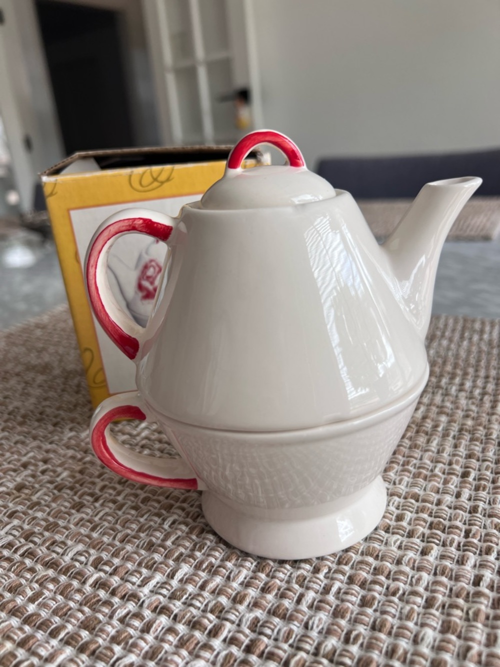 Decorative Floral Tea-for-One Set with Pink Rose Accents - Picture 2 of 5